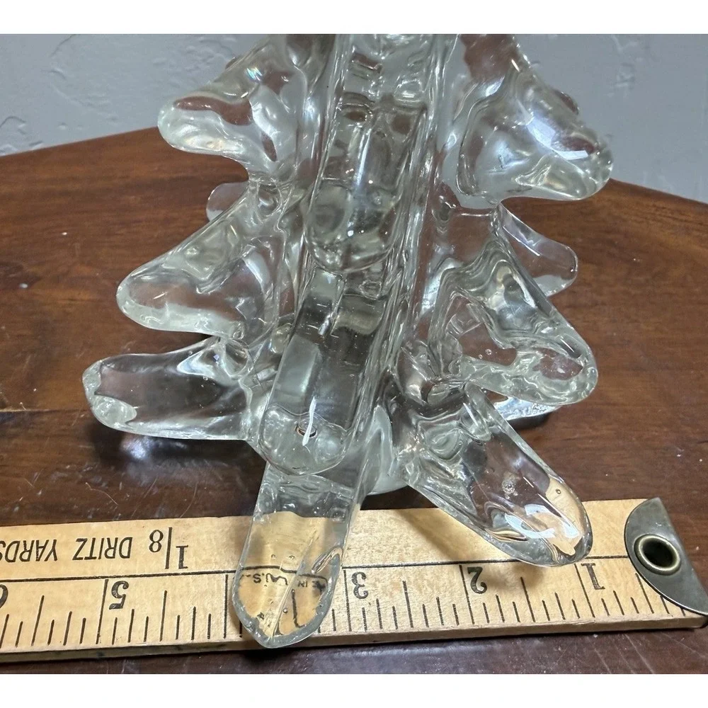 Large Heavy Clear Art Glass Crystal Christmas Tree Holiday Decor 9
